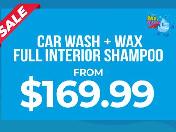 Car wash and wax with full interior shampoo starting at $169.99.