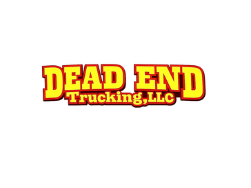 Bold logo for Dead End Trucking, LLC with tire tracks in the background.
