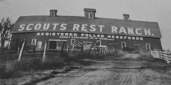 Scout's Rest Ranch Barn in the 1930s while owned by Hereford breeder Henry Kuhlmann Jr. 