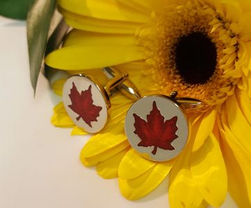 Stainless Steel Maple Leaf Cufflinks