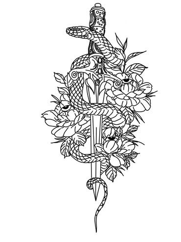 Dagger with Snake + Rose Eyes