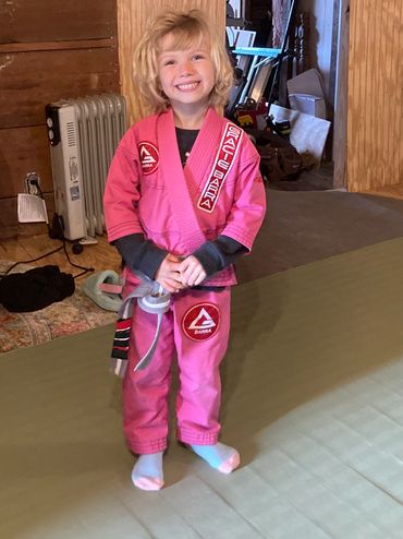Jane has been doing jiu Jitsu since professor Garrett gave her a gi at age 2.5! 