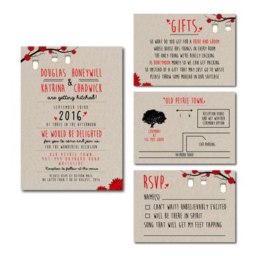 wedding invitation graphic design custom party red package rsvp gifts map 