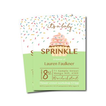 Invitation Design baby sprinkle shower cupcake boy girl party custom