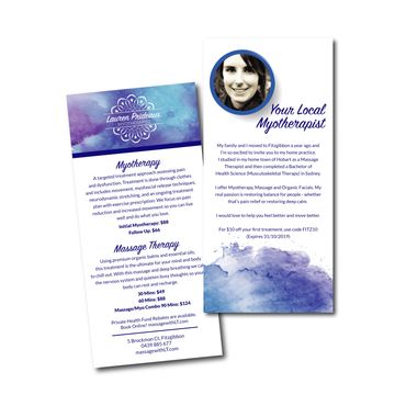 Lauren Rideaux Myotherapist flyer custom graphic design branding DL