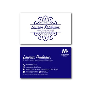 Lauren Prideaux Myotherapist business card graphic design branding custom