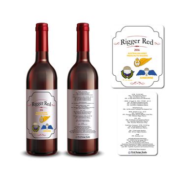 Rigger red wine bottle label custom graphic design