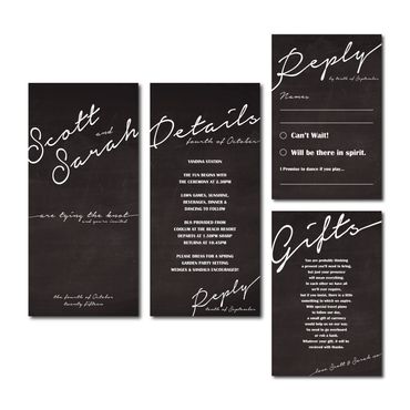 Wedding Invitation graphic design party blackboard white custom 