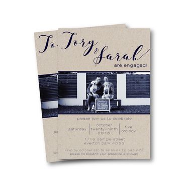 Engagement invitation graphic design custom party navy 