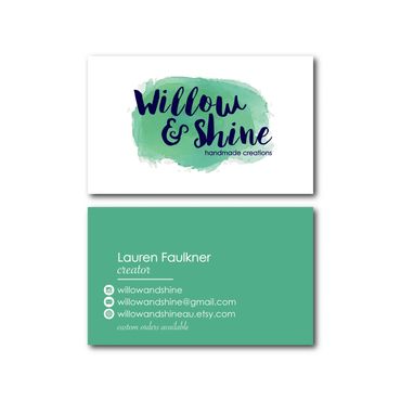 Willow and shine business cards graphic design watercolour green handmade custom branding custom