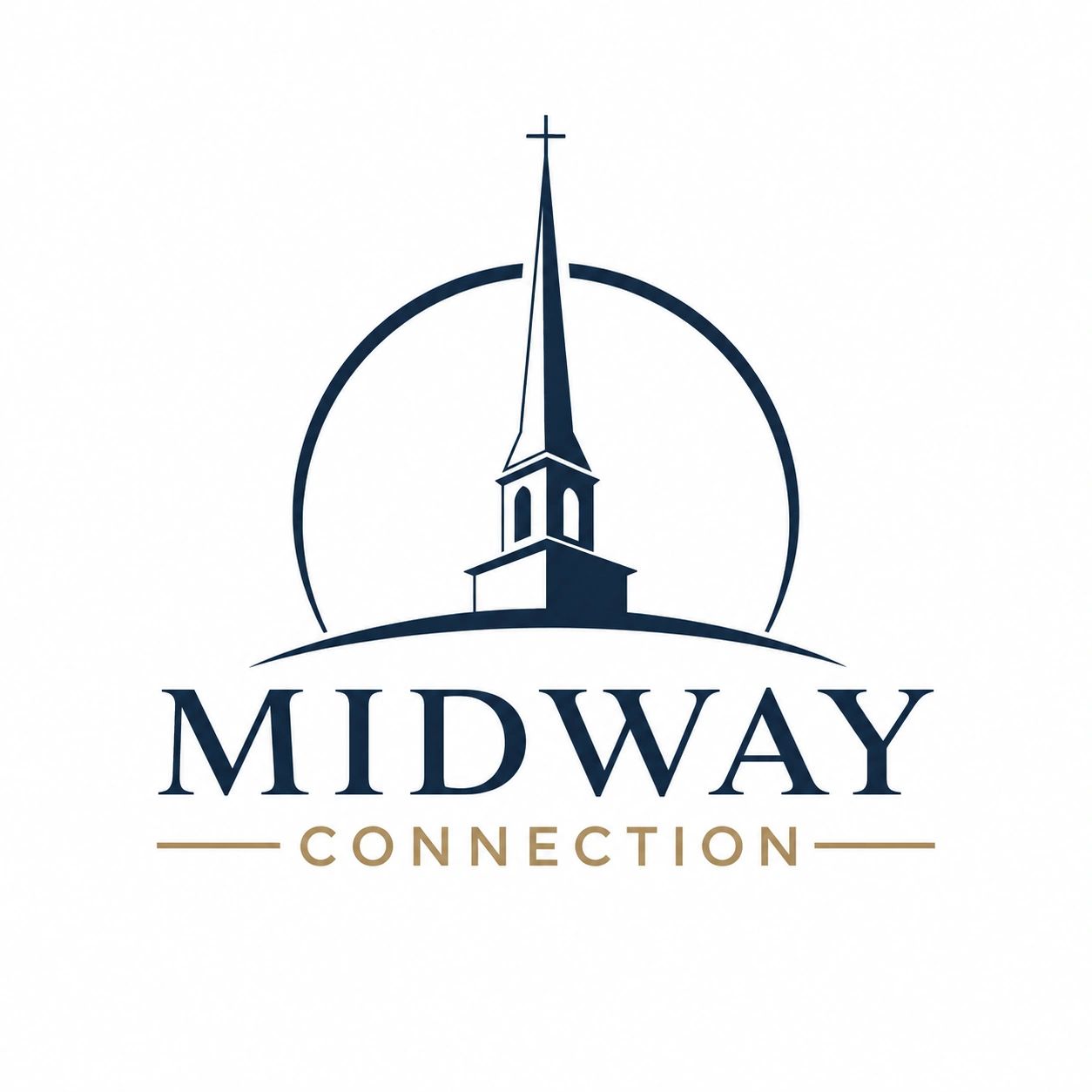 Logo with a church steeple and text 'Midway Connection'.