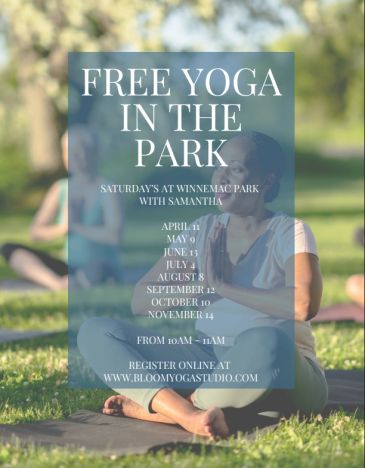 Free yoga classes in the park every Saturday.