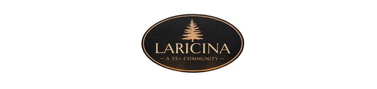 Logo of Laricina, a 55+ community with a tree symbol.