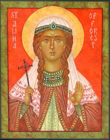 Byzantine Orthodox Icon of St. Alina of Forest