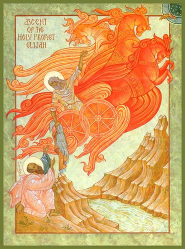 Byzantine Orthodox icon of Ascent of the Holy Prophet Elijah