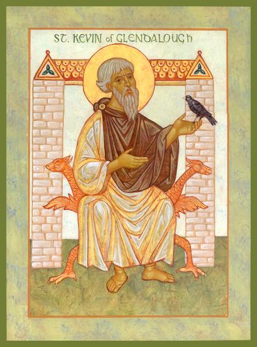 Orthodox Byzantine icon of Kevin of Glendalough