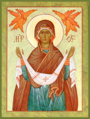 Orthodox Byzantine icon of Theotokos Mother of God Pokrova