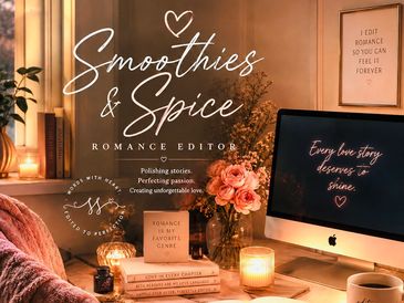 Cozy workspace with romantic quotes and warm lighting.