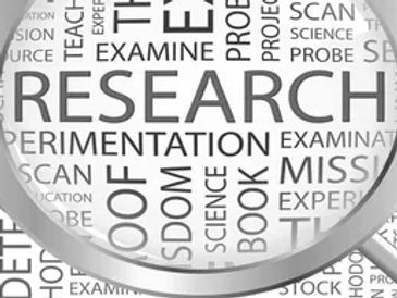 research word under a magnifying glass
