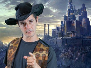 Tom in front of a castle