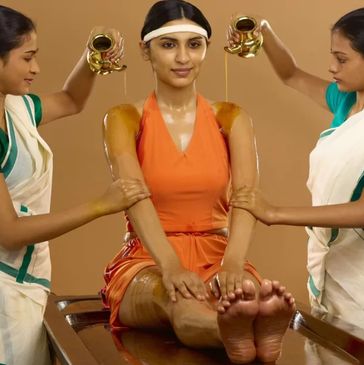 Sarvanga Dhara (Sanskrit: sarva = entire body, dhara = stream/pour) is a revitalizing Ayurvedic roce