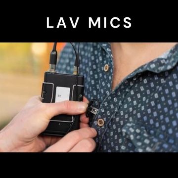 Person attaching a lavalier microphone to a shirt collar.