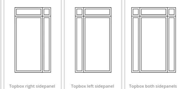 Side panel and Top box, Top light frame styles to choose from on Nottingham Composite door designer