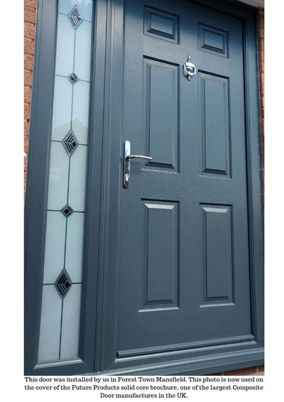 Anthracite grey 6 panel composite front door with Murano side panel glass