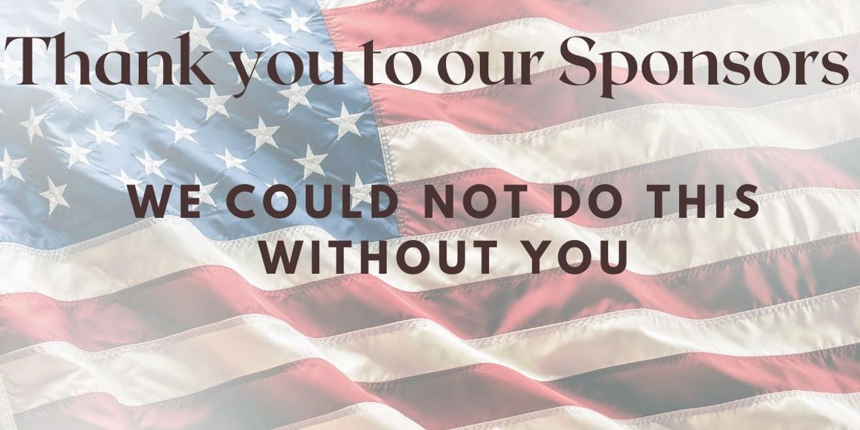 Thank you to sponsors with a waving American flag background.