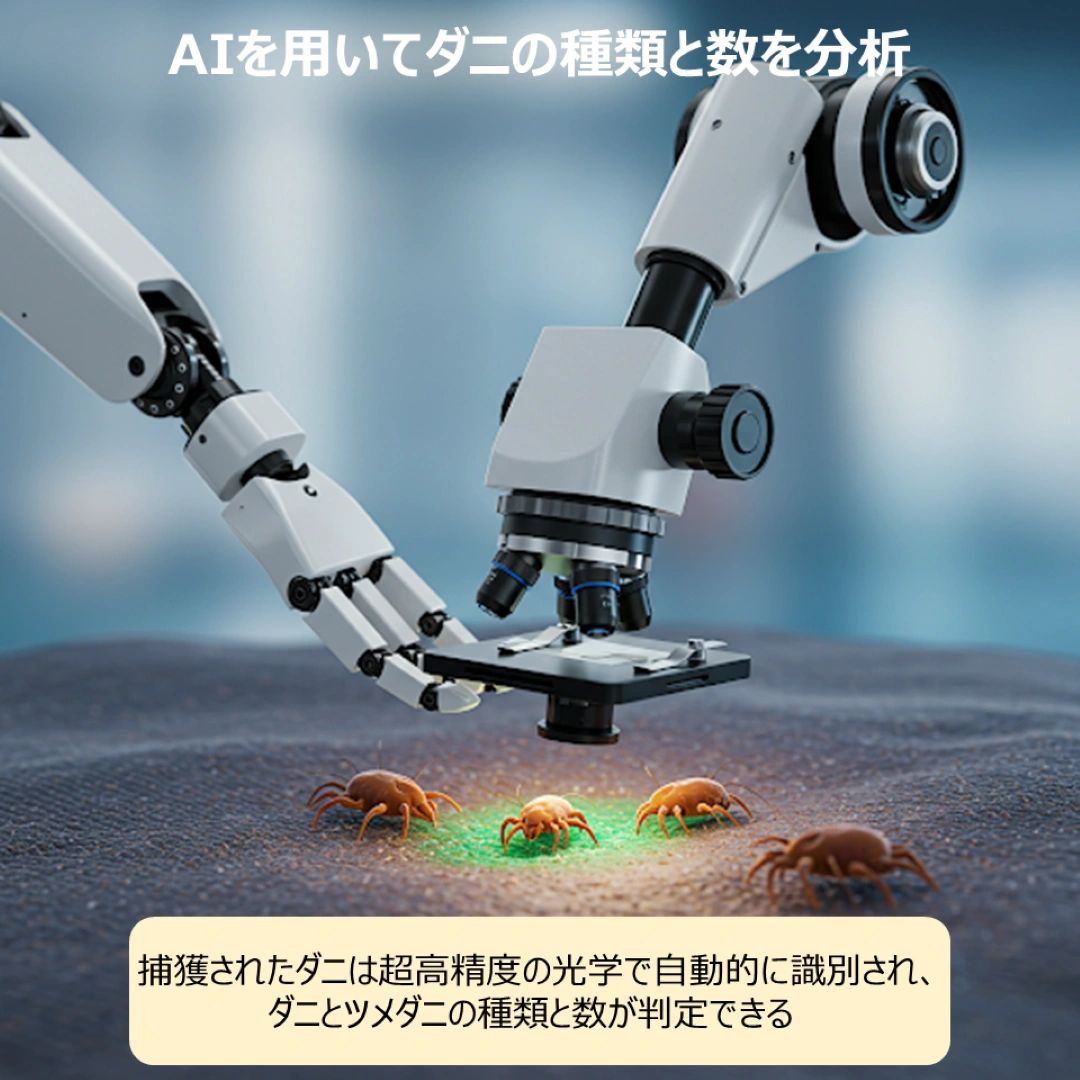 AIを用いてダニの種類と数を分析