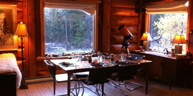 Log home dining room