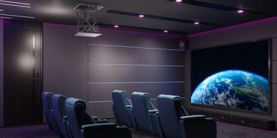 Custom acoustic home theater. Beverly hills construction compnay.