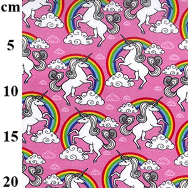 Pink unicorn cotton fabric