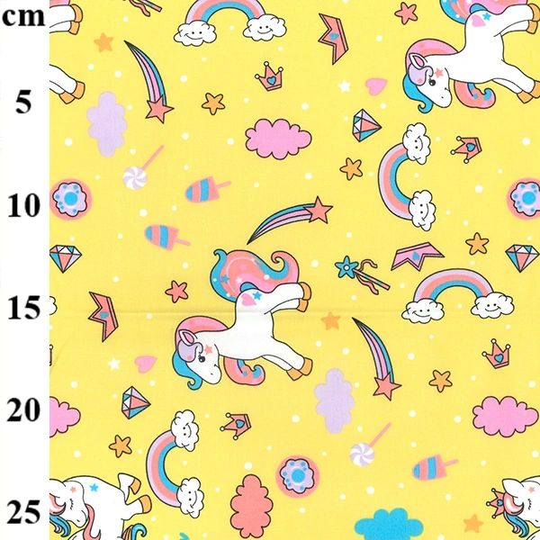 Unicorn and rainbow cotton fabric