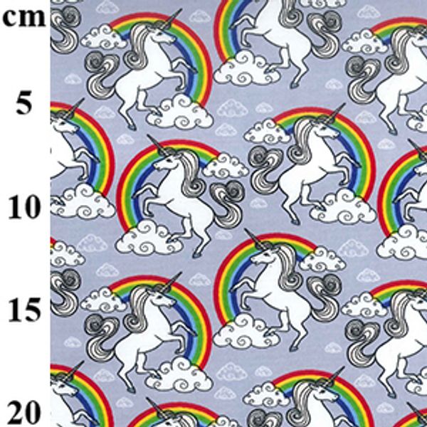 Grey cotton unicorn fabric