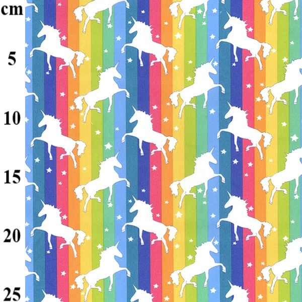 Multicoloured unicorn cotton fabric