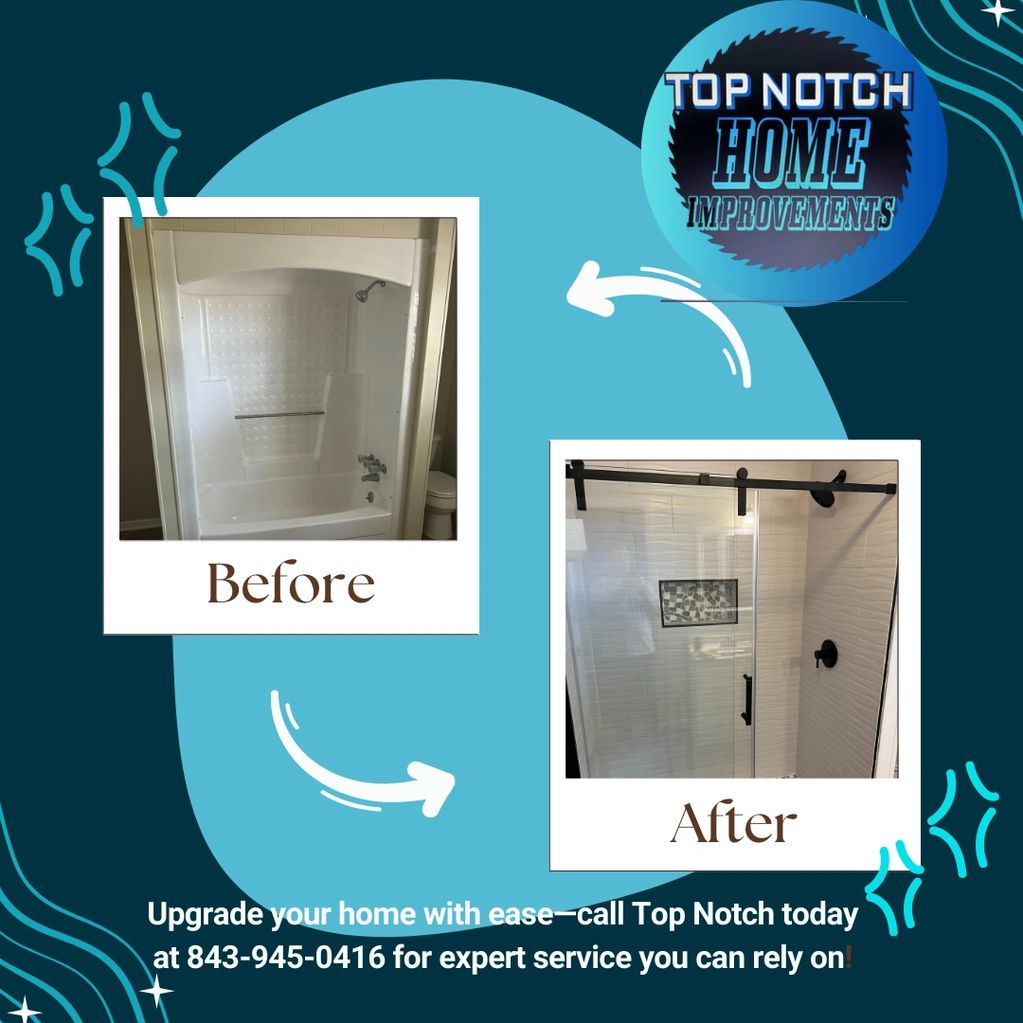 Before and after pictures of a Shower remodel