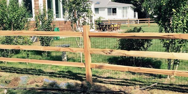 Western red cedar split 3 rail fence 