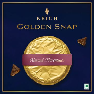 Golden wrapped almond Florentine chocolate by Krich.