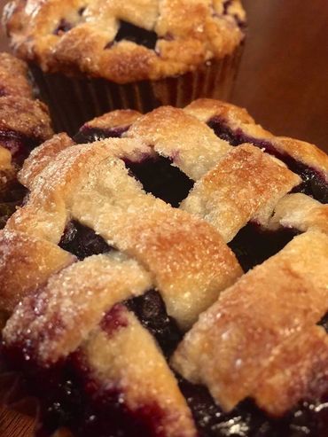 blueberry cup pie with lattice crust