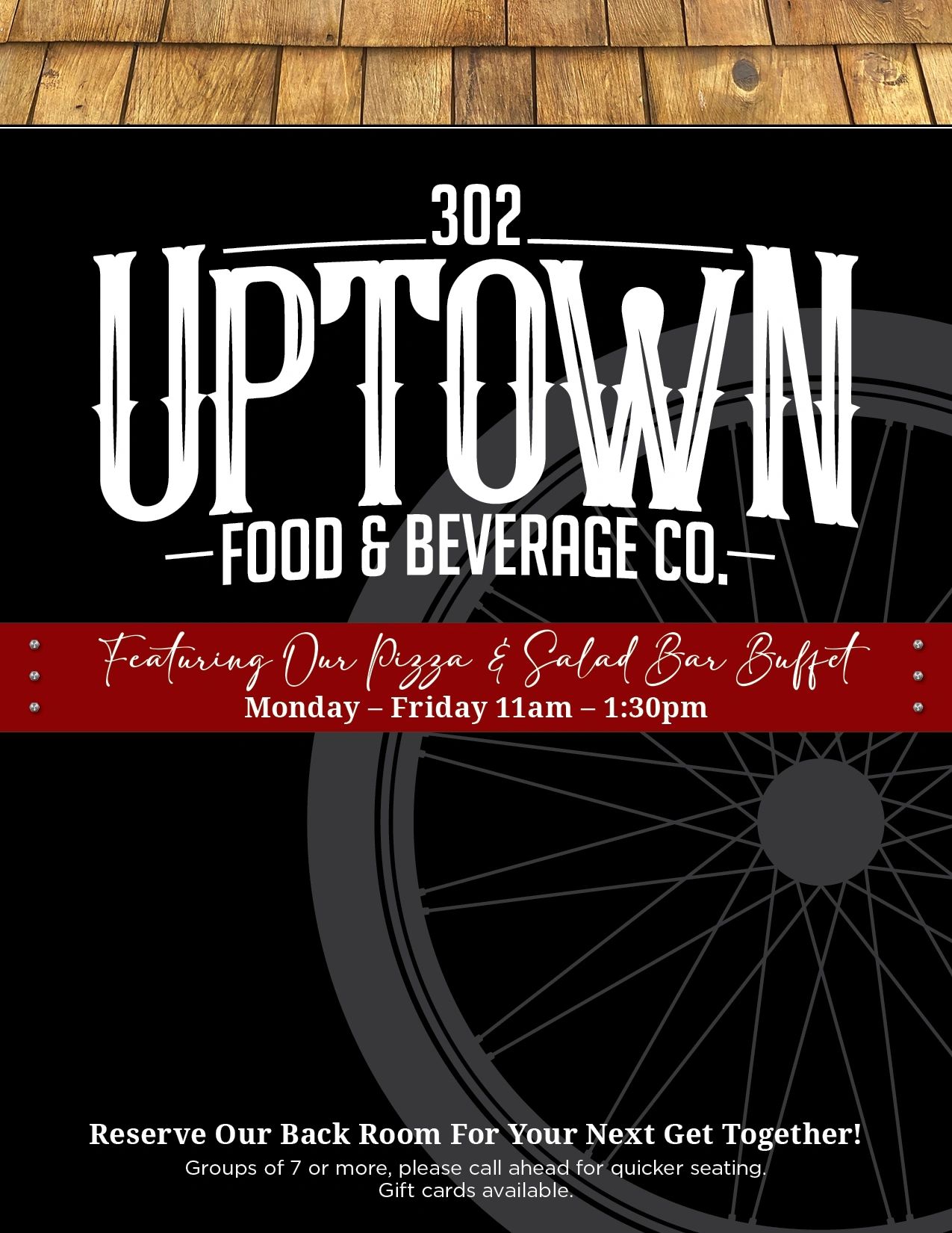 302 Uptown Food & Beverage Co. Pizza & Salad Bar Buffet flyer