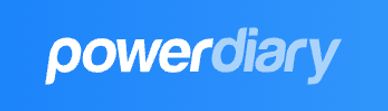 Powerdiary logo with blue background and white text.