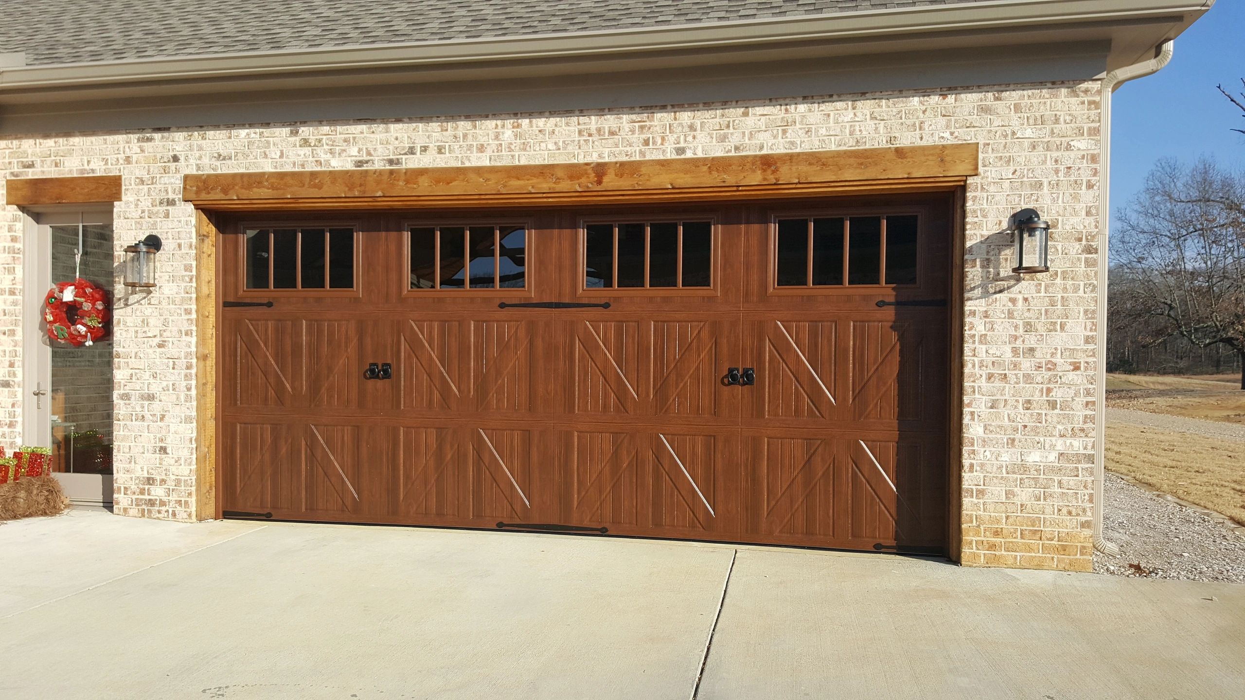 Enhance your curb appeal with a wood grain garage door