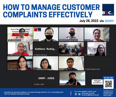 How to Manage Customer Complaints Effectively webinar last July 28,2022.