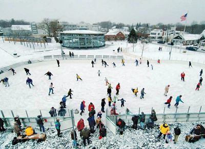 Winter activities in Greenport.