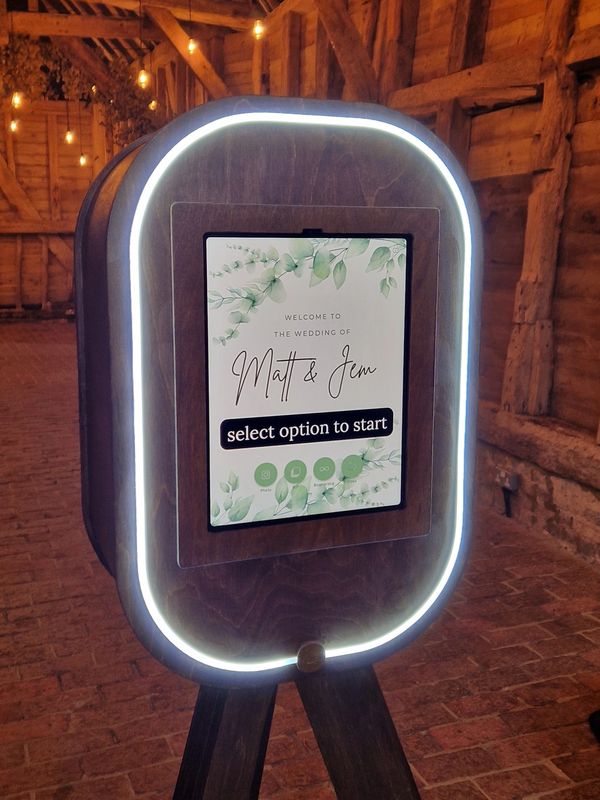 Signature Selfie Pod at barn wedding