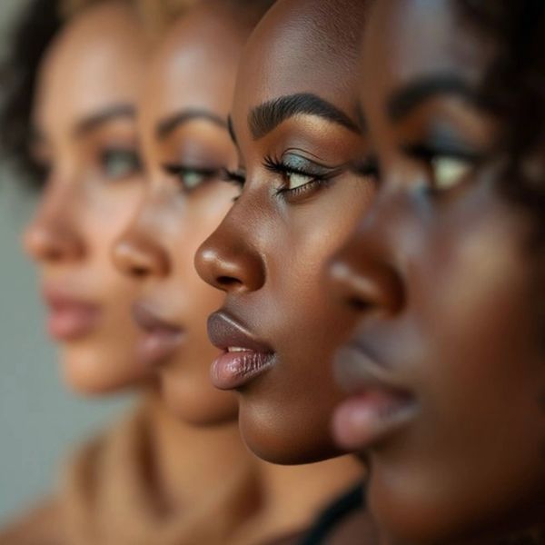 Side profiles of four diverse women showcasing beauty and strength.