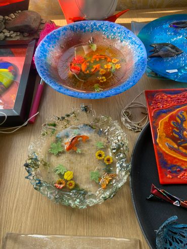 Fused Glass and resin ponds