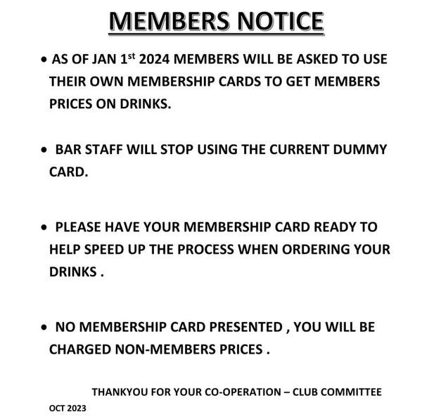 Notice about new membership card rules starting January 2024.