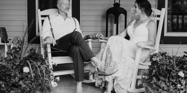 Nadia and Chris relaxing on our farm porch.